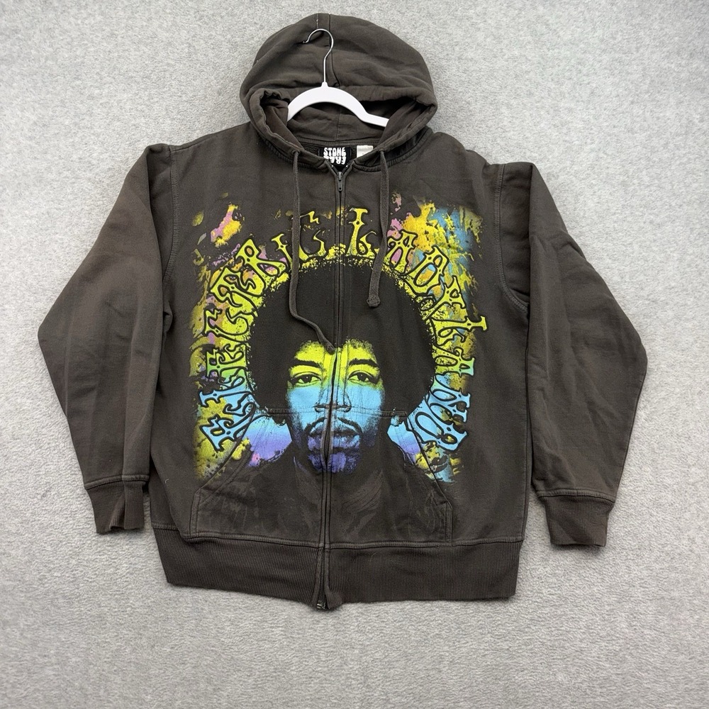 Vintage Y2K Jimi Hendrix Hoodie Men's Size XL Y2K Zip Up Worn 2009 Music Graphic